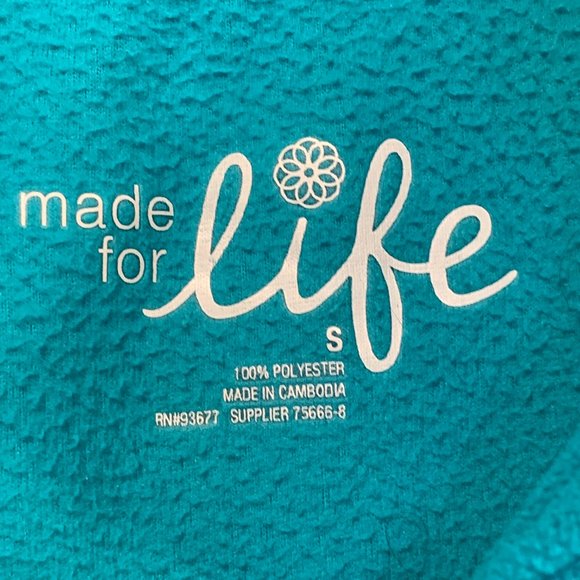 Made For Life Fleece Pullover Sweatshirt Top 1/4 Zip Long Slvs Teal Womens Small - Picture 3 of 7